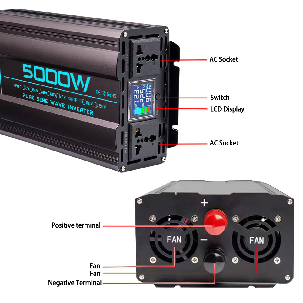 Инвертор с чистой синусоидой 1 – обзор и цена Pure Sine Wave Inverter 5000W 48V 220V